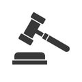 Hammer and gavel solid vector, judge related icon