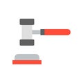 Hammer and gavel vector, judge related icon