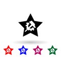 Hammer and gear in a star multi color icon. Simple glyph, flat of communism capitalism icons for ui and ux, website or
