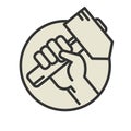 Hammer in hand icon or symbol isolated Royalty Free Stock Photo