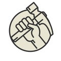 Hammer in hand icon or symbol isolated Royalty Free Stock Photo