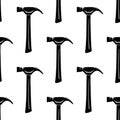Hammer hand tool for pulling out nails. repair - seamless vector background