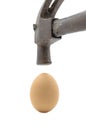 A Hammer has hitting on the brown chicken egg. Royalty Free Stock Photo