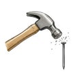 Hammer Hitting Nail Illustration Royalty Free Stock Photo