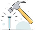 Hammer hitting nail tool vector illustration construction woodwork renovation Royalty Free Stock Photo