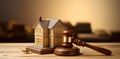 hammer house, toy house, lawyer service concept, court hammer,