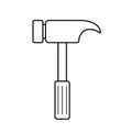Hammer Icon Clipart in Black Line PNG Illustration Isolated on Transparent Background