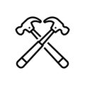 Black line icon for Hammer, shattered and wallop Royalty Free Stock Photo