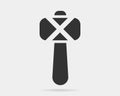 Hammer icon vector black and white silhouette. Tool symbol isolated on background Royalty Free Stock Photo