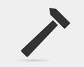 Hammer icon vector black and white silhouette. Tool symbol isolated on background. Royalty Free Stock Photo