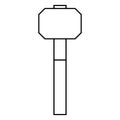 Hammer industry tool equipment vector icon outline illustration. Isolated white repair construction steel hardware line thin