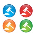 Hammer judge icon. gavel law legal hammer. Glass