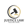 Hammer justice attorney law logo design concept template