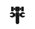 Hammer and key icon, flat style, logo mechanic Royalty Free Stock Photo