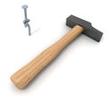 Hammer and knotted nail Royalty Free Stock Photo