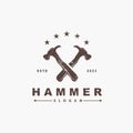 Hammer Logo, Builder Tools Inspiration Design, Vector Vintage Carpentry And Mechanics, Illustration Template Royalty Free Stock Photo