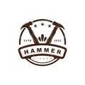 Hammer Logo, Builder Tools Inspiration Design, Vector Vintage Carpentry And Mechanics, Illustration Template Royalty Free Stock Photo