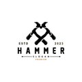 Hammer Logo, Builder Tools Inspiration Design, Vector Vintage Carpentry And Mechanics, Illustration Template Royalty Free Stock Photo