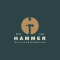 Hammer Logo, Builder Tools Inspiration Design, Vector Vintage Carpentry And Mechanics, Illustration Template Royalty Free Stock Photo