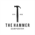 hammer logo vintage vector illustration template icon design. tool and equipment carpentry for professional carpenter logo company Royalty Free Stock Photo
