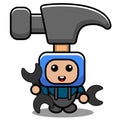 Hammer mascot costume doodle holding a mechanical tool