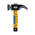 Hammer with Metal Head and Handle as Construction Tool Vector Illustration