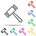 a hammer multi color style icon. Simple thin line, outline vector of web icons for ui and ux, website or mobile application Royalty Free Stock Photo