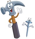 Hammer and nail cartoon Royalty Free Stock Photo