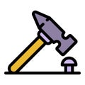 Hammer nail icon color outline vector Royalty Free Stock Photo