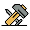 Hammer nail icon color outline vector Royalty Free Stock Photo