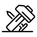 Hammer nail icon, outline style Royalty Free Stock Photo