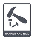 hammer and nail icon in trendy design style. hammer and nail icon isolated on white background. hammer and nail vector icon simple Royalty Free Stock Photo
