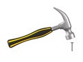 Hammer and nail on white background. Isolated 3D illustration Royalty Free Stock Photo