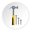 Hammer and nails icon, flat style Royalty Free Stock Photo