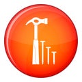 Hammer and nails icon, flat style Royalty Free Stock Photo