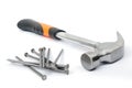 Hammer with nails Royalty Free Stock Photo