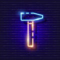 Hammer neon icon. Vector illustration for design. Repair tool glowing sign. Construction tools concept Royalty Free Stock Photo