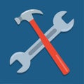 Hammer and Open end wrench vector symbol illustration Royalty Free Stock Photo