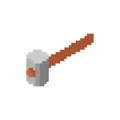 Hammer pixel art isolated. 8 bit sledgehammer. pixelated Blacksmith tool Vector illustration