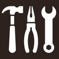 Hammer,pliers and wrench. Tools icon