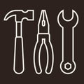 Hammer, pliers and wrench