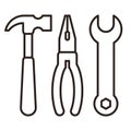 Hammer, pliers and wrench. Tools icon