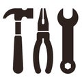 Hammer,pliers and wrench. Tools icon