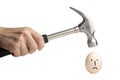 Hammer ready to smash an egg Royalty Free Stock Photo