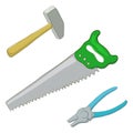 Hammer, saw, pliers Royalty Free Stock Photo