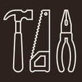 Hammer, saw and pliers. Tools icon