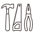 Hammer, saw and pliers. Tools icon