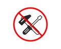 Hammer and screwdriver icon. Repair service sign. Vector