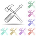 hammer and screwdriver outline icon. Elements of Construction in multi color style icons. Simple icon for websites, web design, Royalty Free Stock Photo