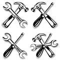 Hammer and screwdriver and wrench set icon Royalty Free Stock Photo